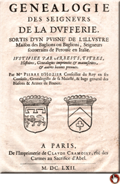 "Généalogie des Seigneurs 
de la Dufferie" 
Pierre d Hozier